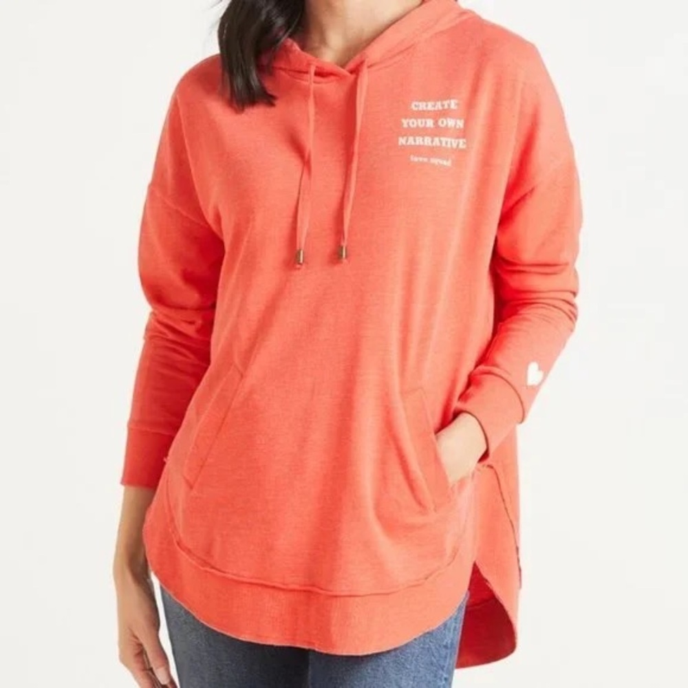 Evereve x Love Squad Ally Love Coral Tunic Hoodie XS Oversized